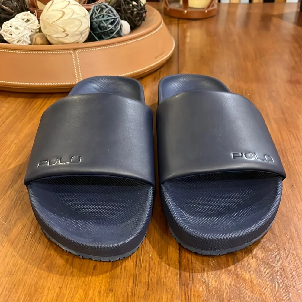 Polo Ralph Lauren Cayson Navy Blue Slides Sandals Shoes new Mens Sizes - Picture 5 of 13